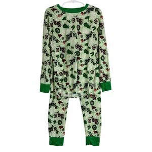 Fletch Bamboo Pajama Set Motorcycle Bike Helmet Christmas Green Boys - 7/8